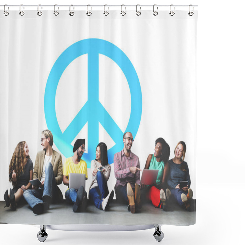 Personality  Diversity Friends Near Wall With Peace Shower Curtains