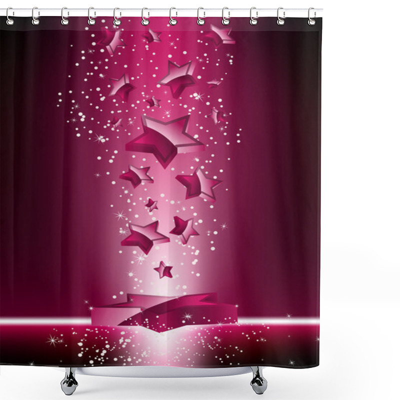 Personality  Pink 3D Stars Background. Shower Curtains