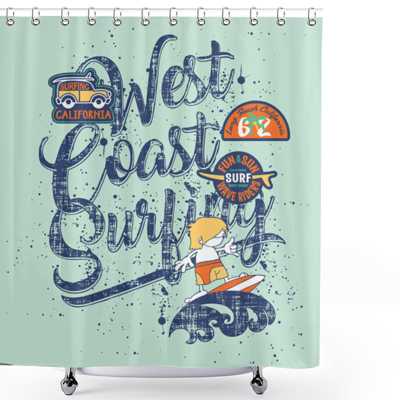 Personality  West Coast Surfing Boy Shower Curtains