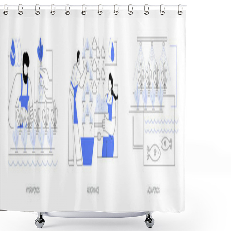 Personality  Vertical Farming Systems Abstract Concept Vector Illustration Set. Hydroponics In Greenhouse, Aeroponics And Aquaponics Agricultural Methods, Sustainable Farming, Gardening Abstract Metaphor. Shower Curtains