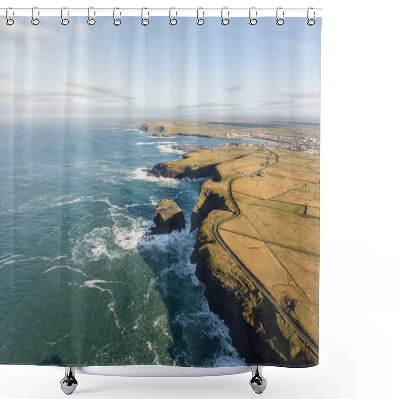 Personality  Aerial Loop Head Peninsula In West Clare, Ireland. Kilkee Beach  Shower Curtains