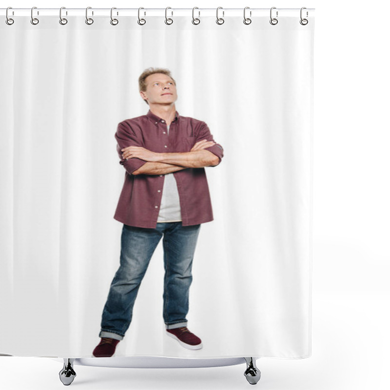 Personality  Pensive Mature Man Shower Curtains