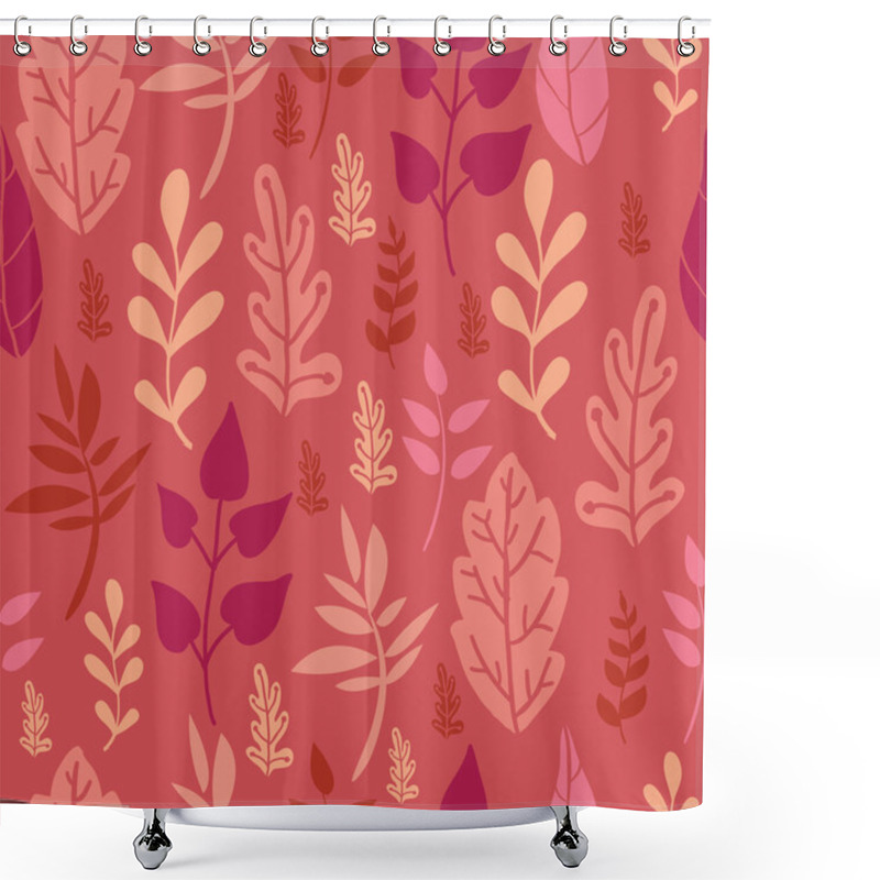 Personality  Red Leaves Seamless Pattern Background Shower Curtains