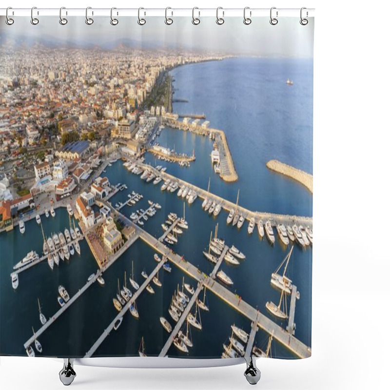 Personality  Aerial View Of Limassol Marina, Cyprus Shower Curtains