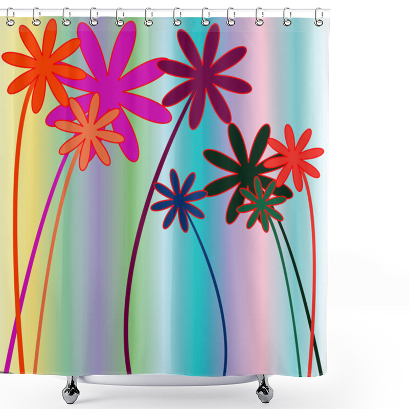 Personality  Flowers And Stripes Shower Curtains