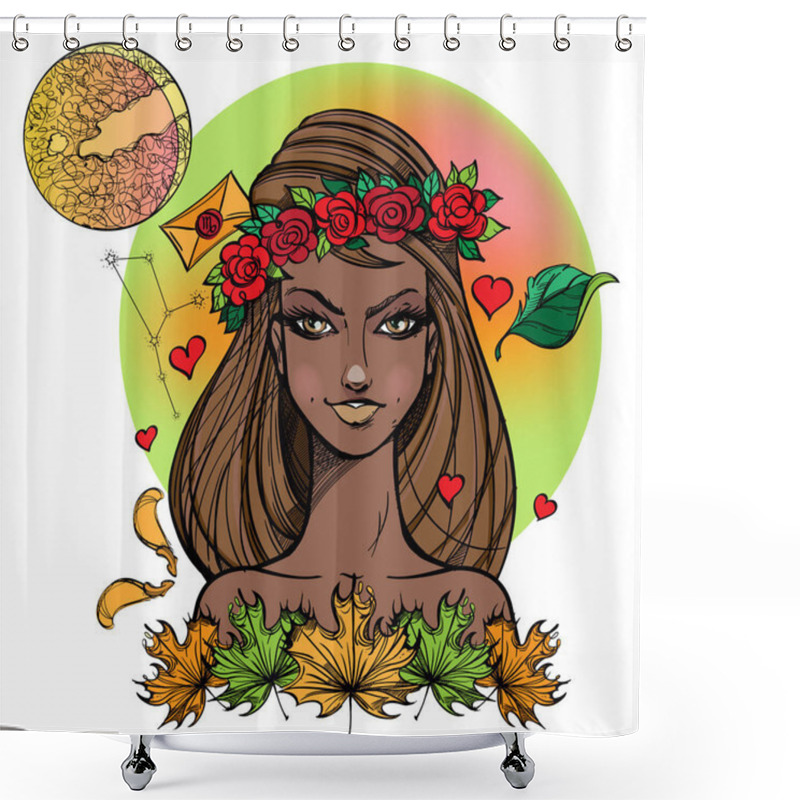 Personality  African American Girl Symbolizing Zodiac Sign Virgo.  Shower Curtains