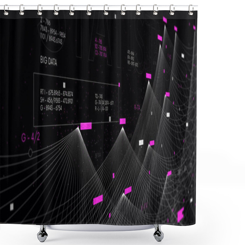 Personality  Smart Artificial Intelligence System, Collection And Sorting Of Big Data, Information Flow Visualization Illustration, Monitor Screen In Perspective Shower Curtains