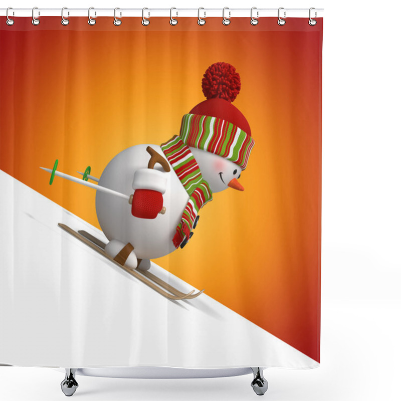 Personality  3d Skiing Snowman, Blank Christmas Corner Shower Curtains