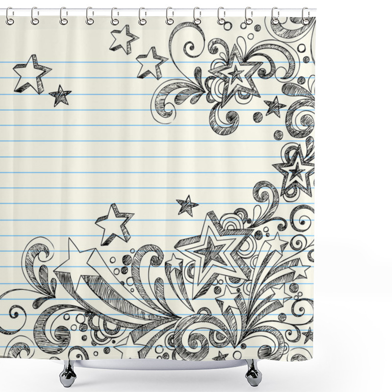 Personality  Stars Sketchy Doodles Design Elements Shower Curtains