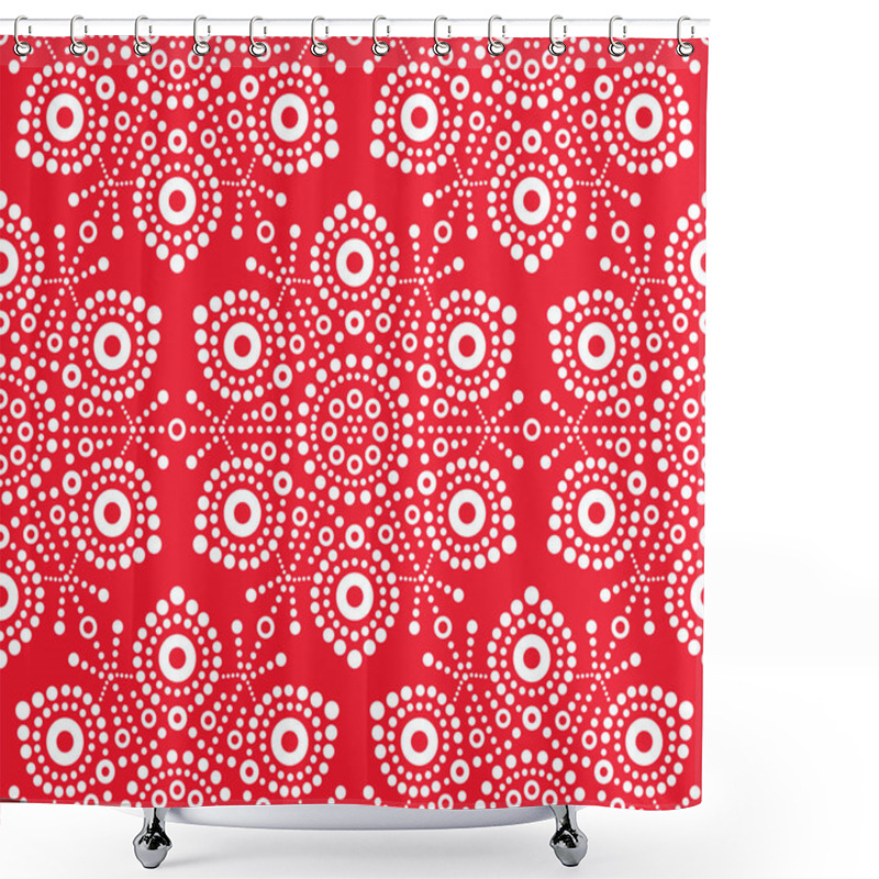 Personality  Christmas White Snowflake Seamless Pattern, Dot Art Vector Design, Australian Folk Art, Aboriginal Style Shower Curtains