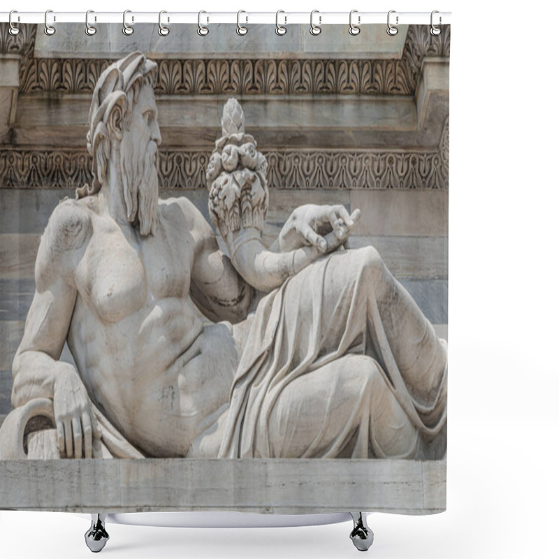 Personality  Sculptures Of Roman At The Neptune Triumphal Arch Called Arch Of Peace (Porta Sempione) In Milan Historical Downtown, Sempione Park, Italy. Shower Curtains