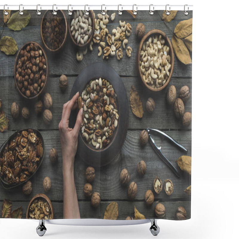 Personality  Assorted Nuts And Autumn Leaves Shower Curtains