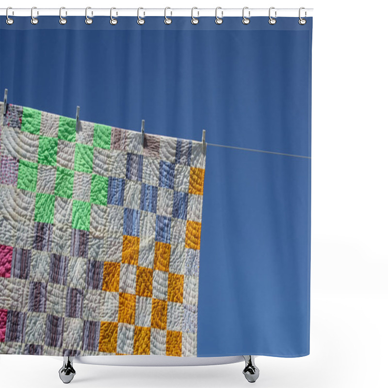 Personality  Patchwork Counterpane On A Clothes-line Shower Curtains