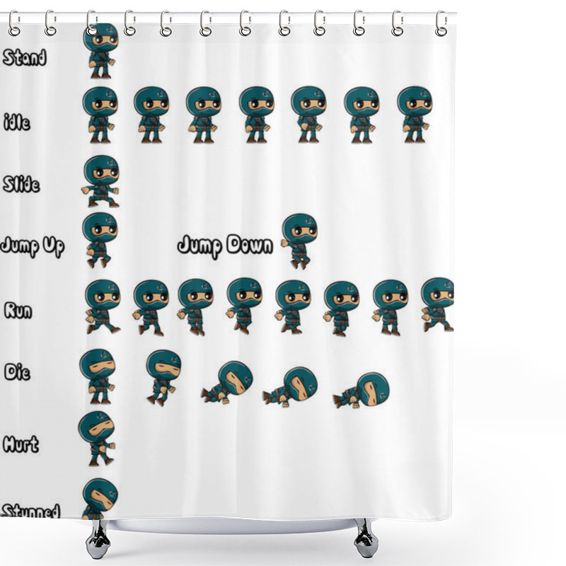 Personality  Blue Ninja Wariorr Shower Curtains