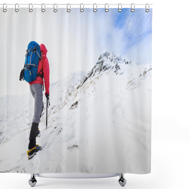 Personality  A Hiker Climbing On Route To The Summit Of Blencathra Shower Curtains