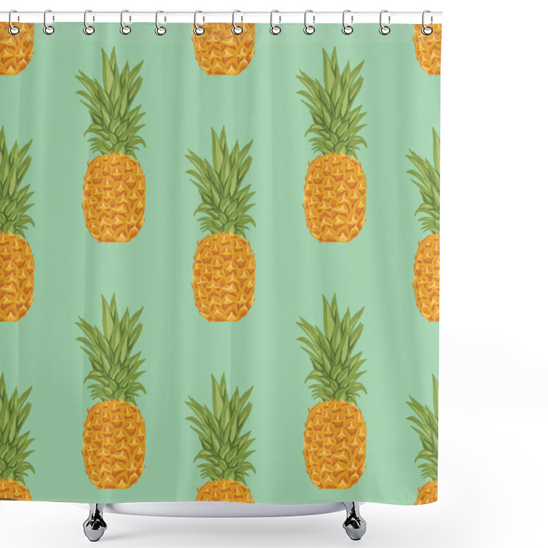 Personality  Pineapple And Flowers Drawing Seamless Design  Shower Curtains