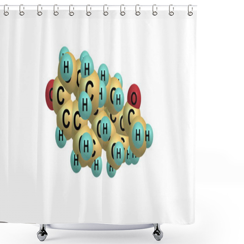 Personality  3D Illustration Of Progesterone Molecular Structure Isolated On White Shower Curtains