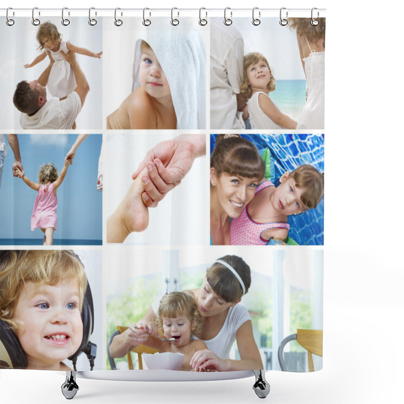 Personality  Beautiful Baby Lifestyle Theme Collage Made From Few Photographs Shower Curtains