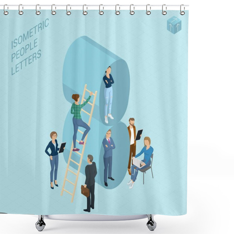 Personality  Isometric Numbers With People Shower Curtains