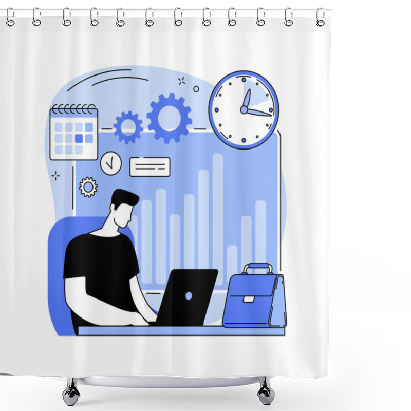 Personality  Time And Attendance Tracking System Abstract Concept Vector Illustration. Shower Curtains