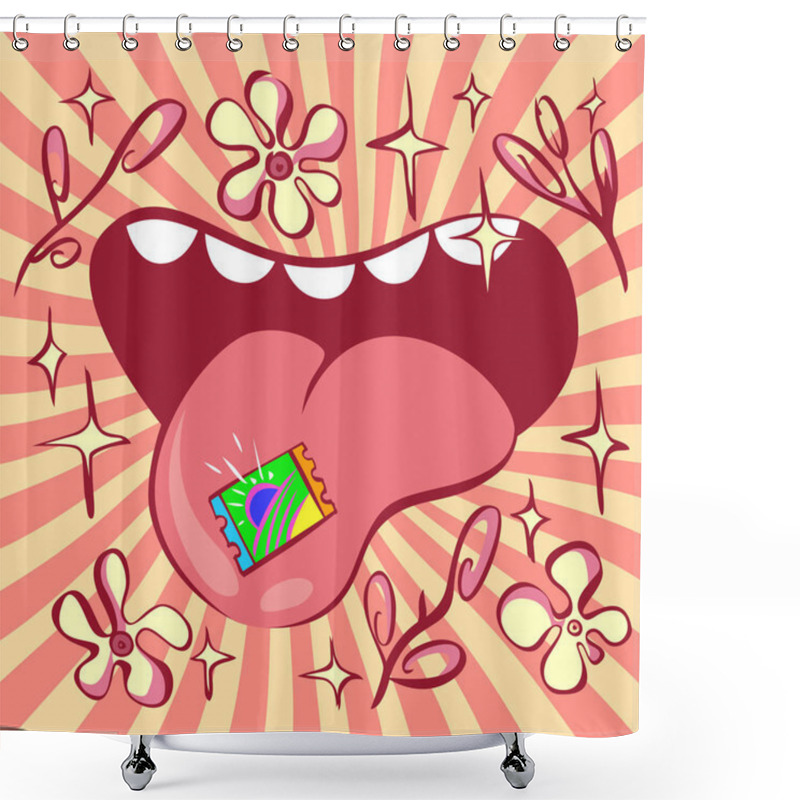 Personality  Lsd Psychedelic Illustration, Acid Mark On Tongue Shower Curtains