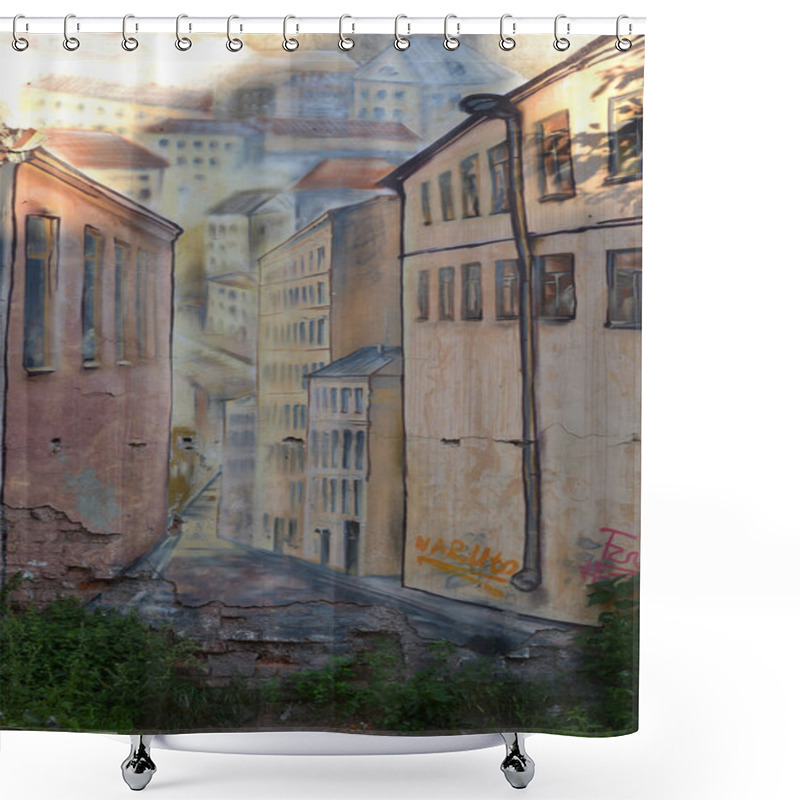 Personality  Street Graffiti Mural In Vyborg, Russia Shower Curtains