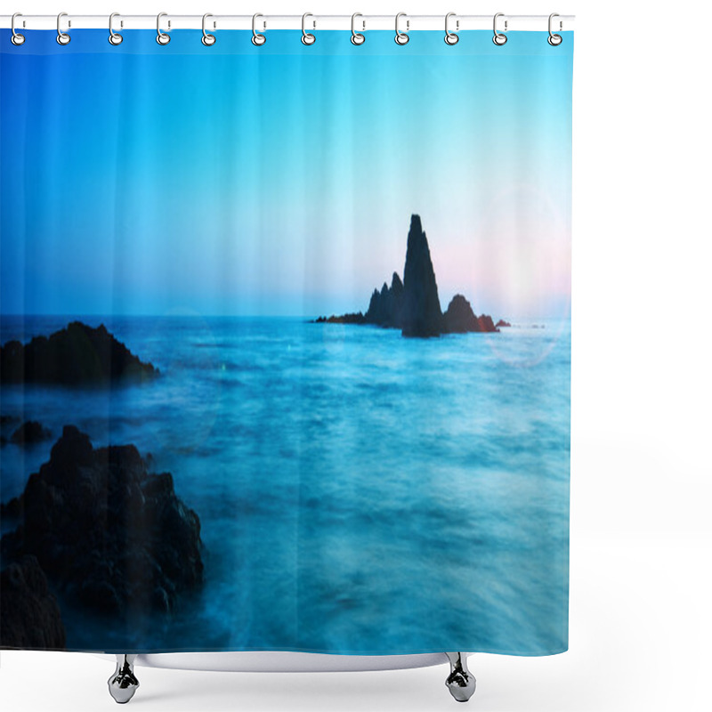 Personality  Sunset On The Coast Of The Natural Park Of Cabo De Gata Shower Curtains