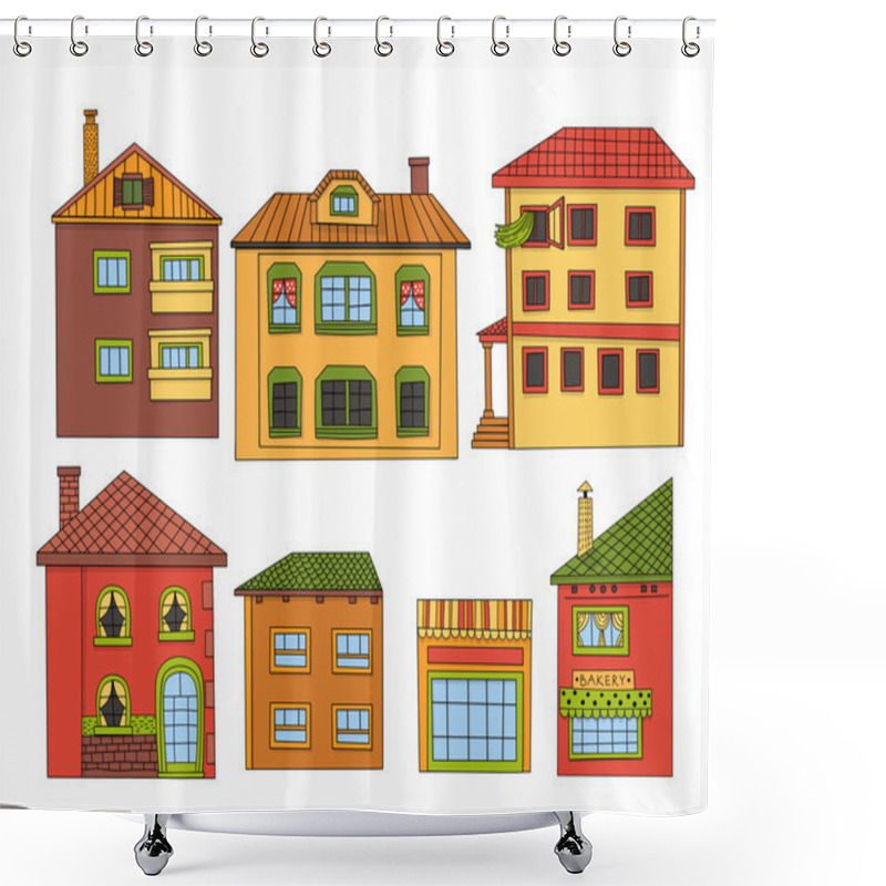 Personality  Hand Drawn Houses Shower Curtains