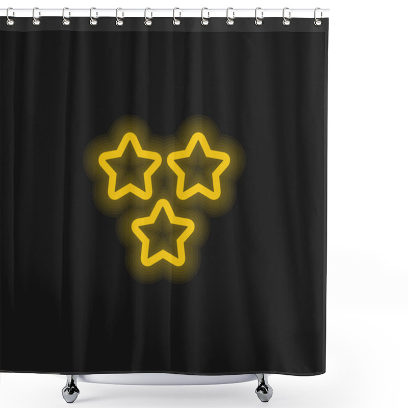 Personality  3 Stars Outlines Yellow Glowing Neon Icon Shower Curtains