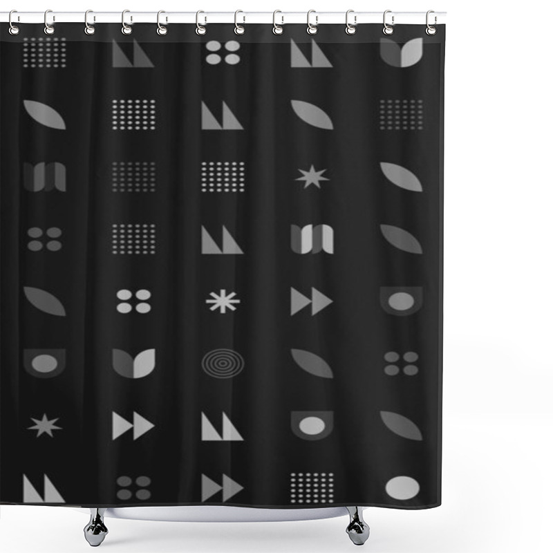 Personality  Abstract Grayscale Pattern Featuring Various Geometric Shapes. Shower Curtains