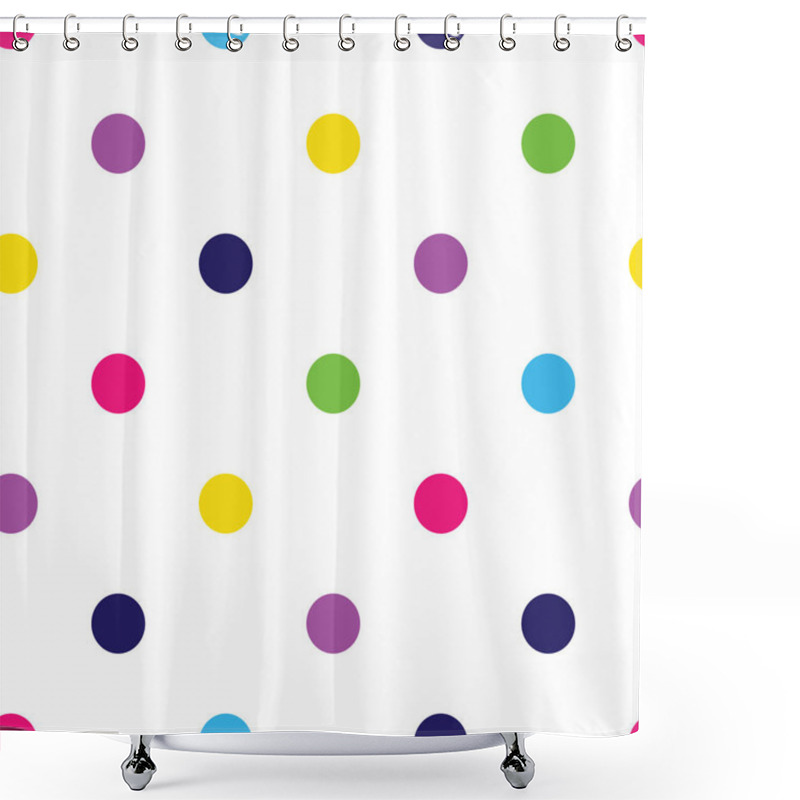 Personality  Vector Multi-coloured Polka Dots Seamless Pattern Background. Shower Curtains