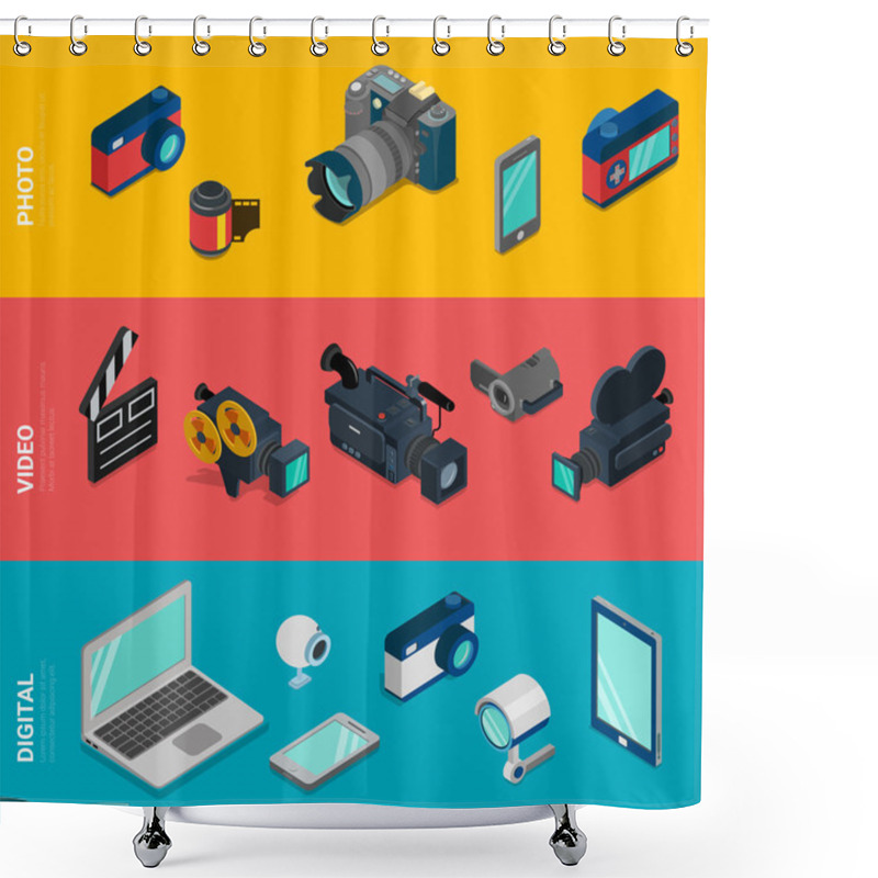 Personality  Isometric Digital Electronics Shower Curtains