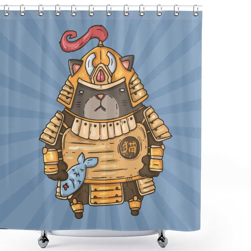 Personality  Cat Samurai Shower Curtains