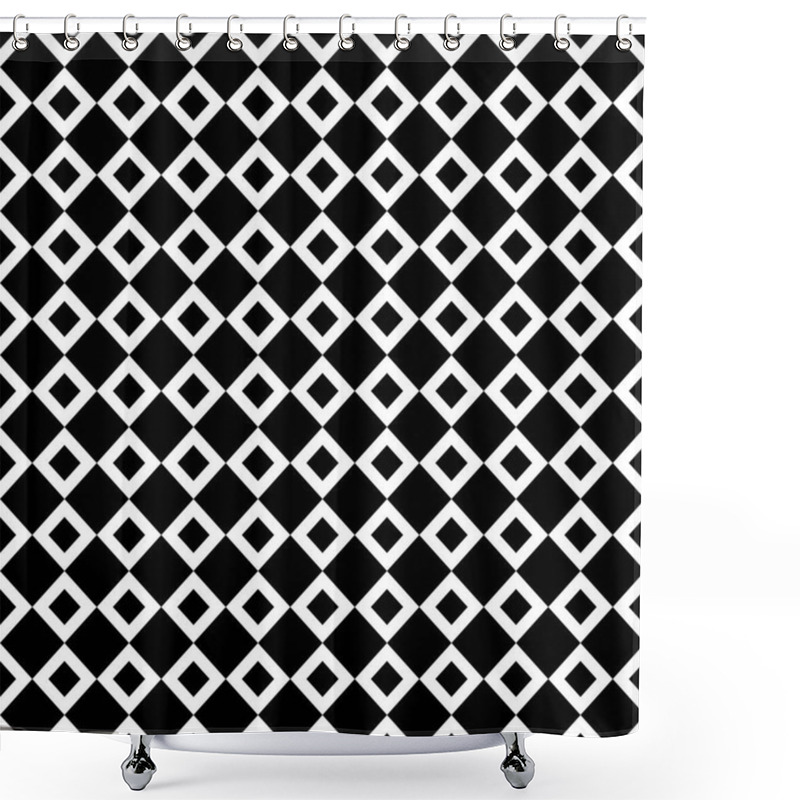 Personality  Seamless Abstract Black And White Square Pattern - Halftone Vector Background From Diagonal Squares Shower Curtains