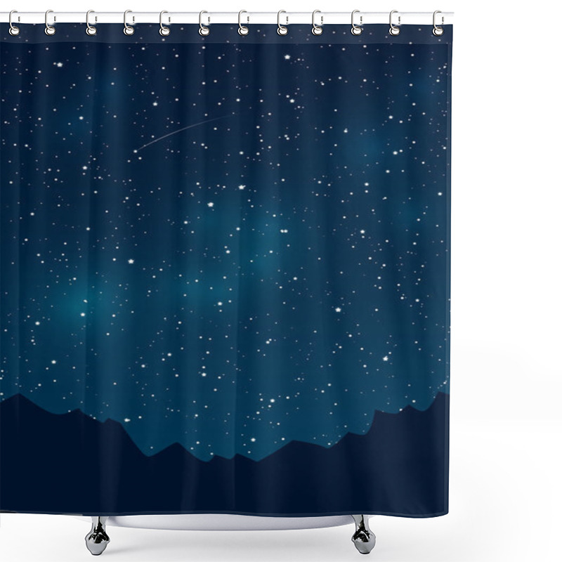 Personality  Mountains Silhouettes On Starry Sky Background Shower Curtains