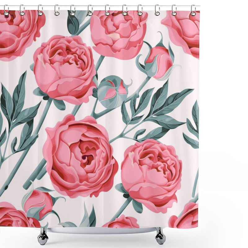 Personality  Peony Flower Seamless Shower Curtains