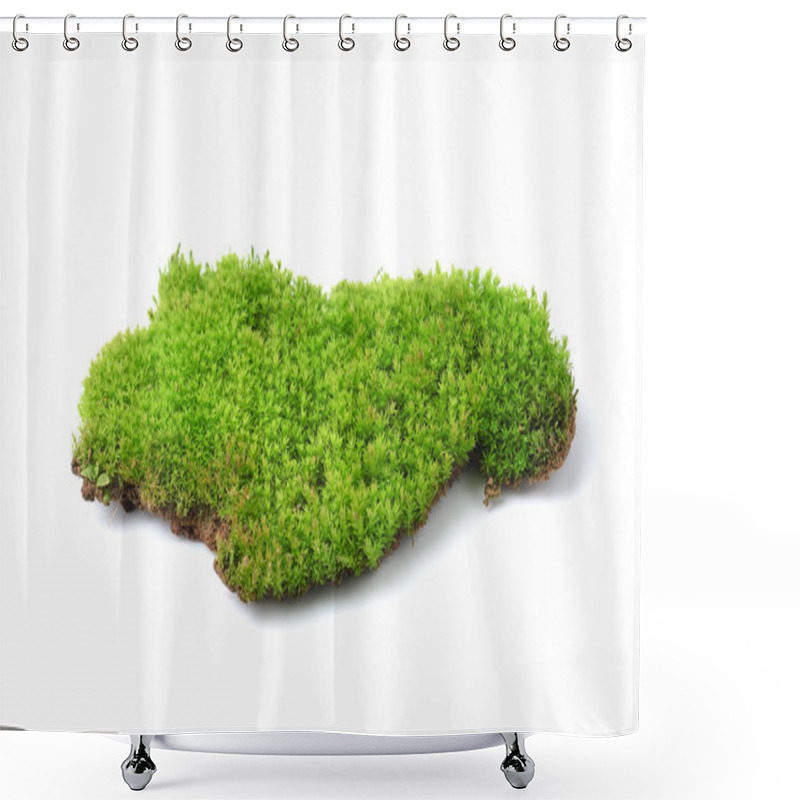 Personality  Green Moss Isolated On White Bakground Shower Curtains