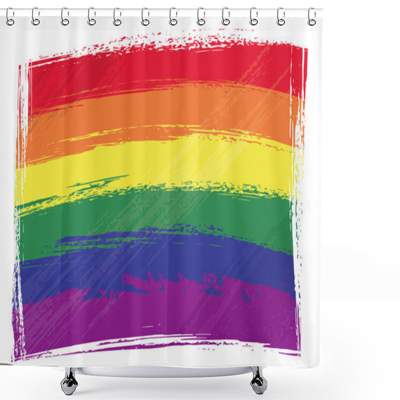 Personality  Grunge LGBT Rainbow Flag Shower Curtains