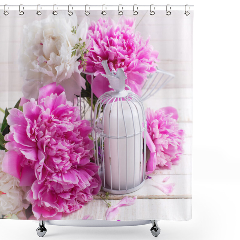 Personality  Fresh Pink Peonies Shower Curtains