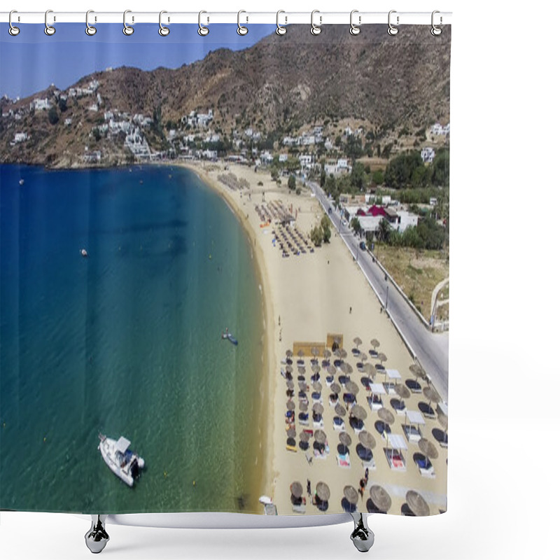 Personality  Aerial View Of The Beaches Of Greek Island Of Ios Island, Cyclad Shower Curtains