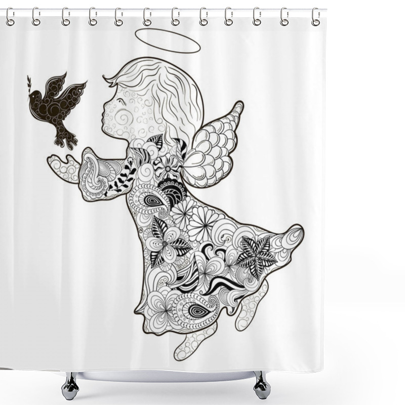 Personality  Angel Doodle Illustration Shower Curtains