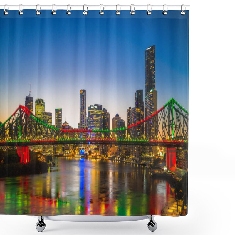 Personality  Brisbane With Story Bridge In Australia At Night Shower Curtains