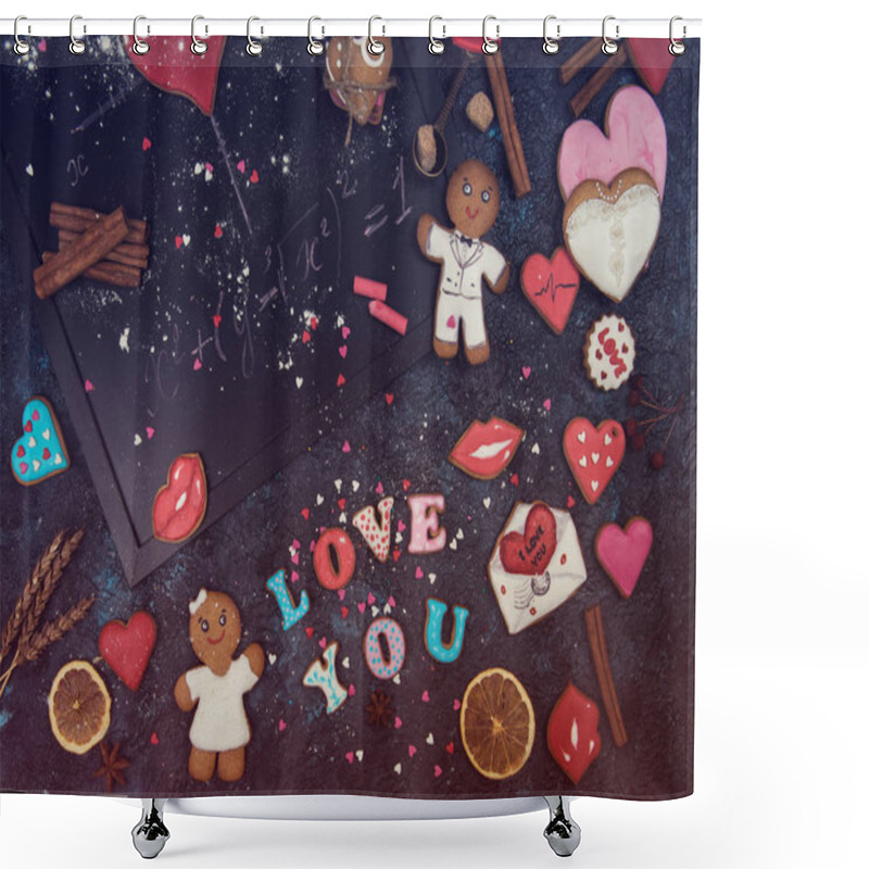 Personality  Math, Hearts, Formula Of Love Shower Curtains