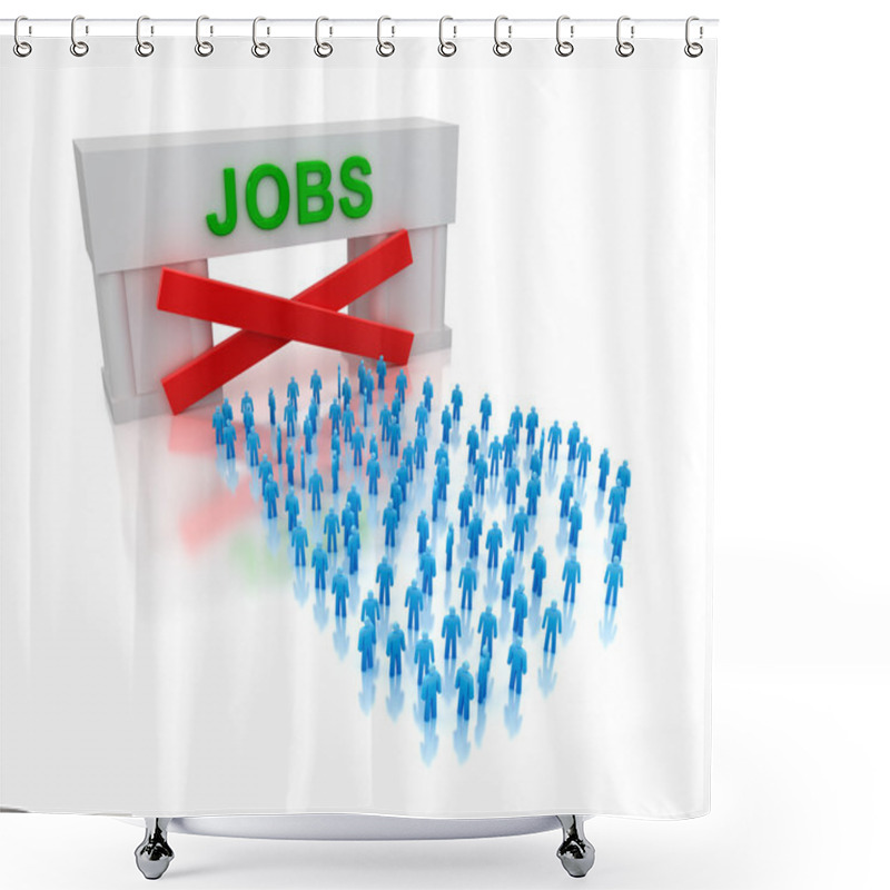 Personality  No Jobs: Unemployment. Isolated On White Concept. Shower Curtains