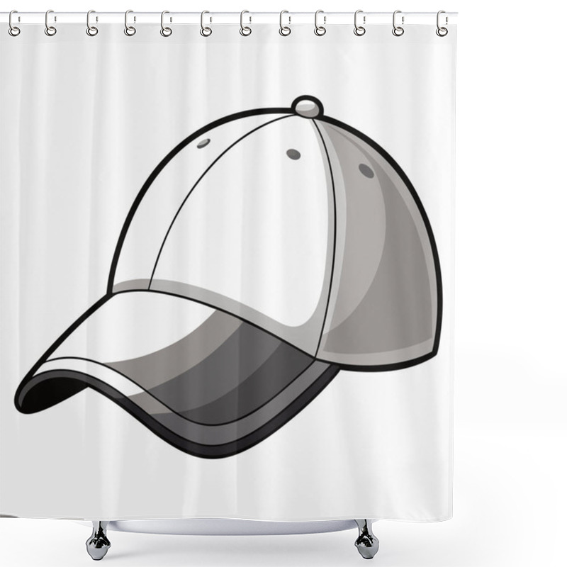 Personality  Isolated White Blank Baseball Cap Vector Mockup Template - 3D Realistic Headwear On White Background Shower Curtains