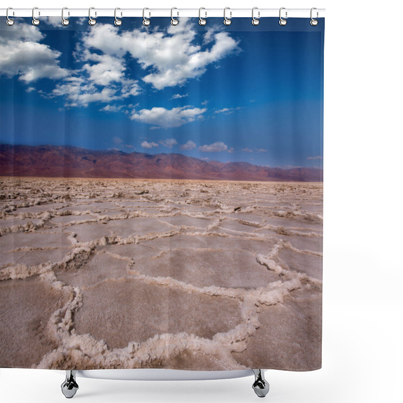 Personality  Badwater Basin Death Valley Salt Formations Shower Curtains