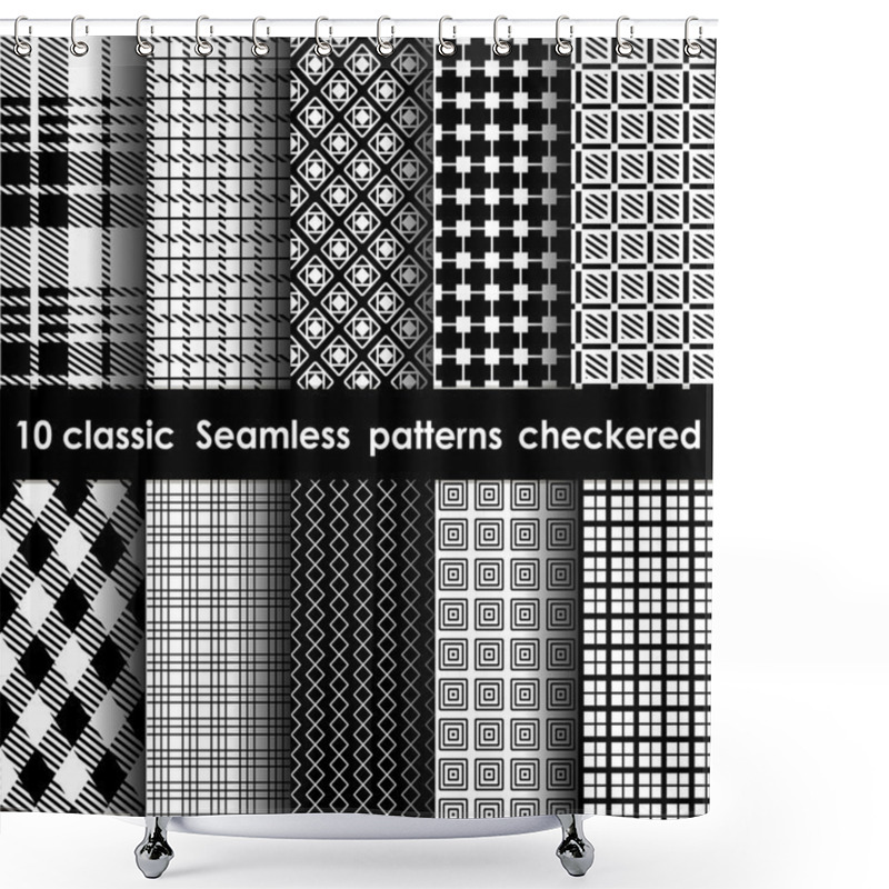 Personality  Set Of 10 Classic Seamless Checkered Patterns Shower Curtains