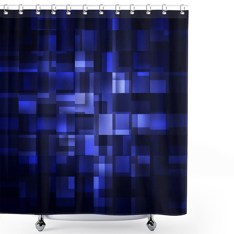 Personality  Blue Squares On A Dark Background Shower Curtains