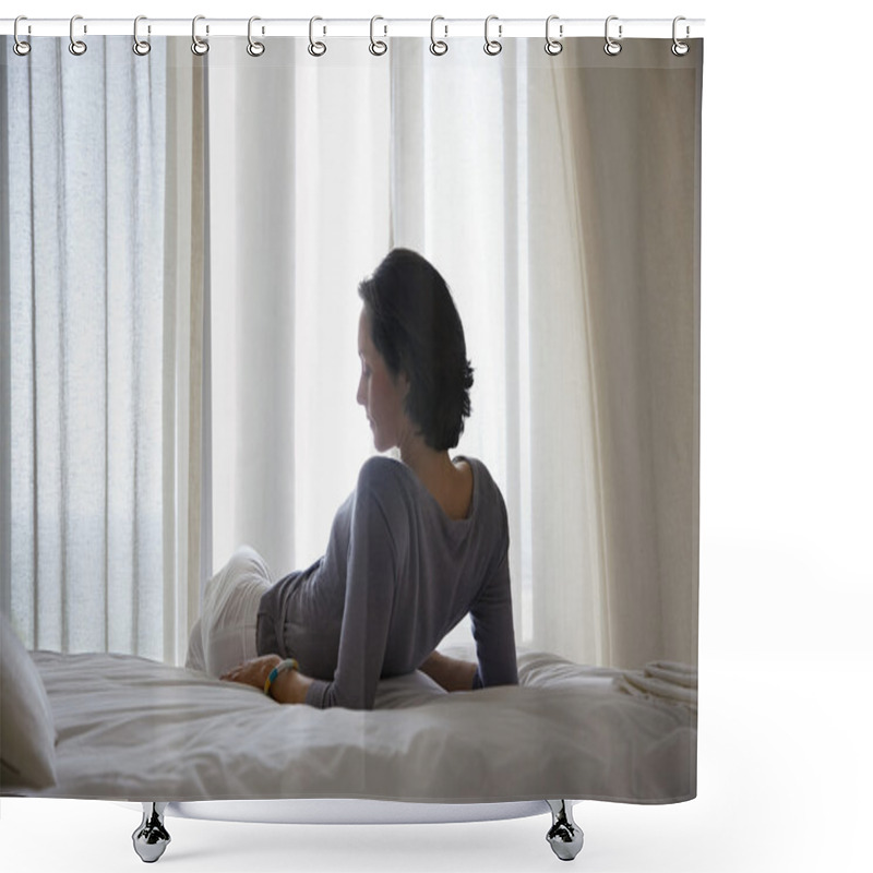 Personality  Woman Resting On Bed Shower Curtains