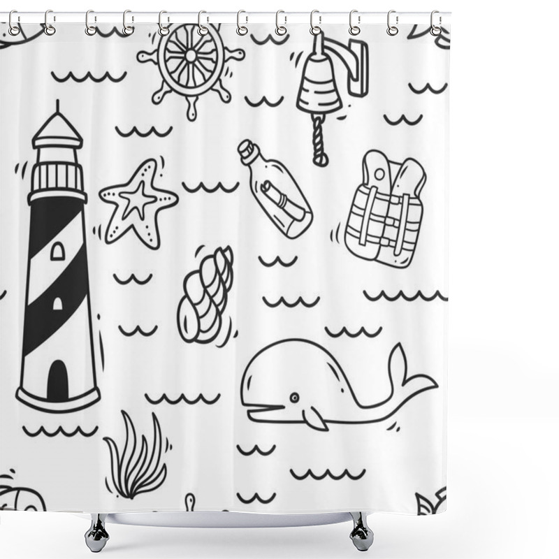 Personality  Cartoon Nautical Background Shower Curtains